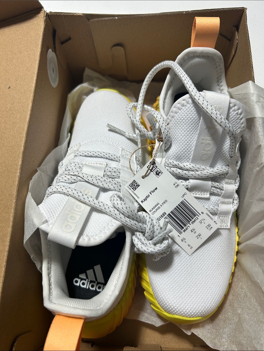 adidas women's  White Sneakers with Yellow Accents